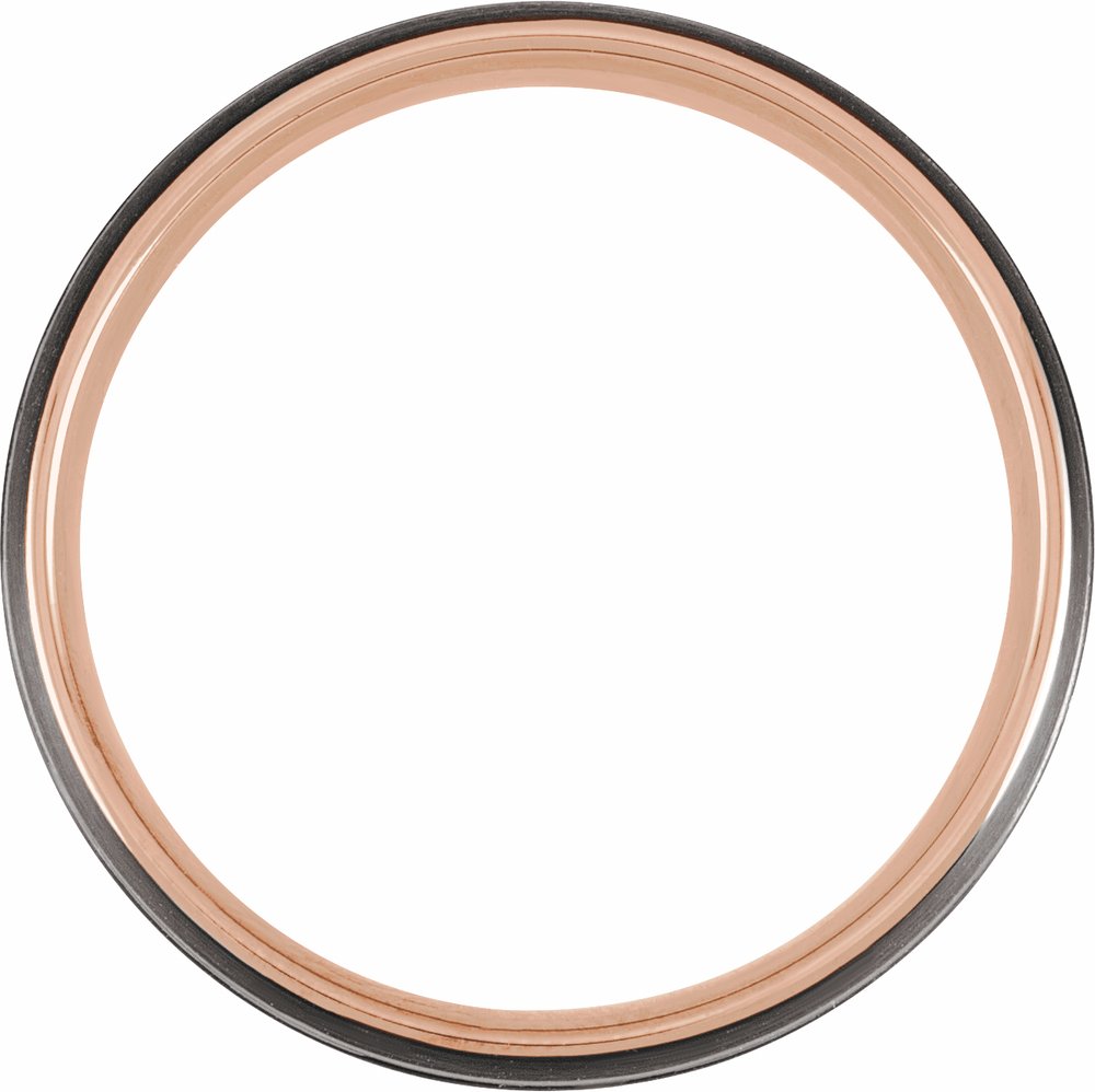 18K Rose Gold PVD & Black PVD Tungsten 5 mm Grooved Comfort-Fit Band Size 7