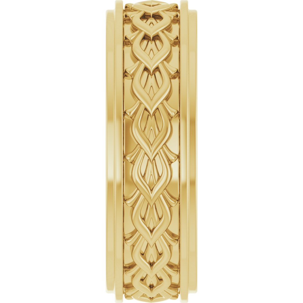 14K Yellow 7 mm Double Stepped-Edge Sculptural Flat Band