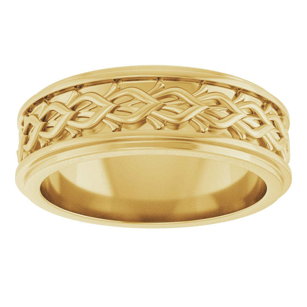 14K Yellow 7 mm Double Stepped-Edge Sculptural Flat Band