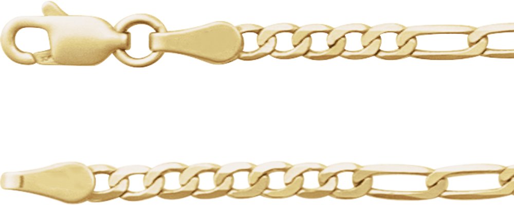 14K Yellow Gold 2.5 mm Figaro 18" Chain