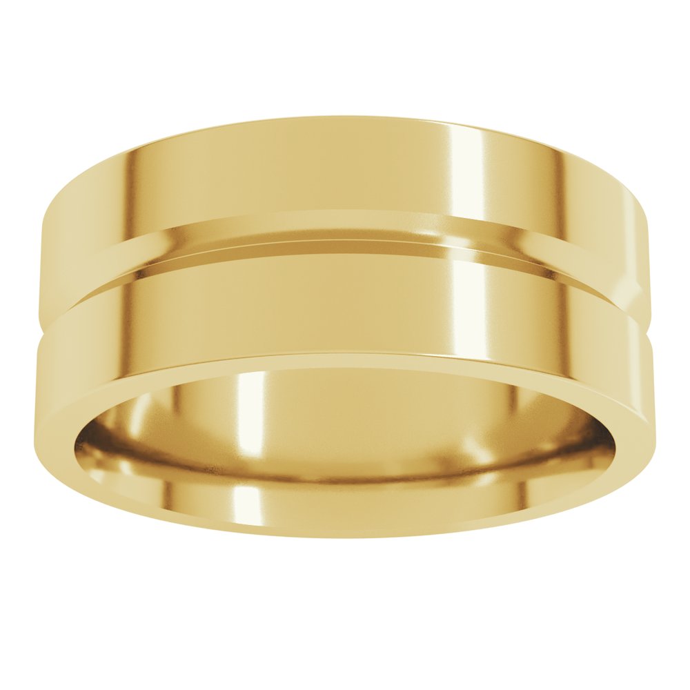10K Yellow Gold 8 mm Grooved Comfort-Fit Flat Band Size 8.5