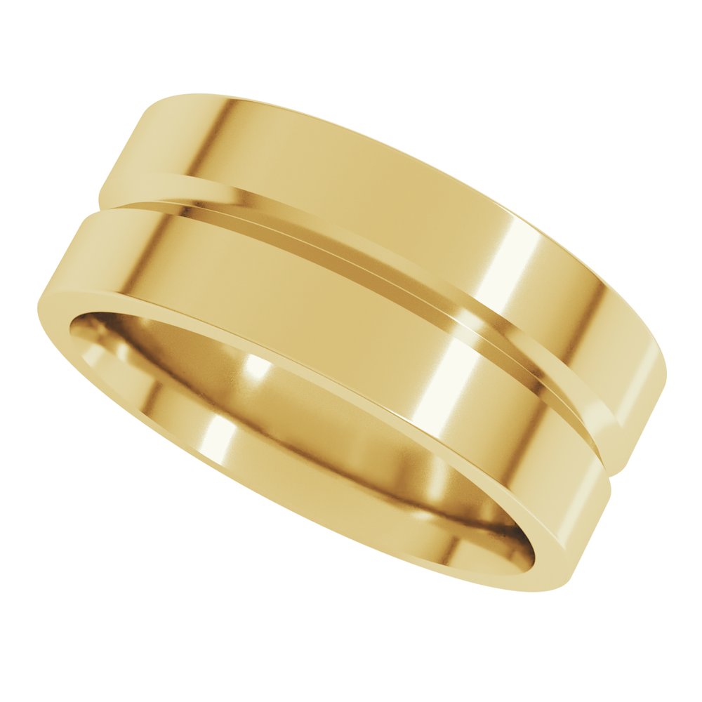 10K Yellow Gold 8 mm Grooved Comfort-Fit Flat Band Size 8.5