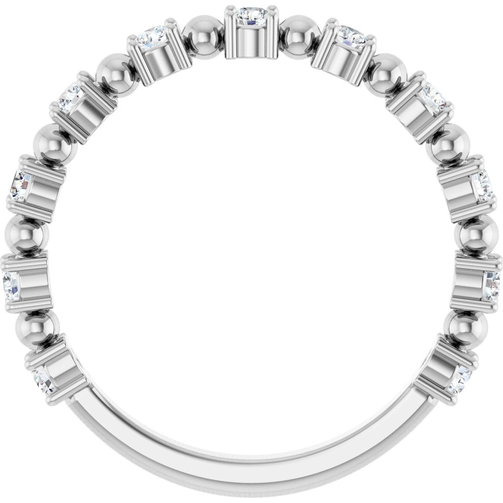 14K White Gold 1/3 CTW Natural Diamond Bead Anniversary Band