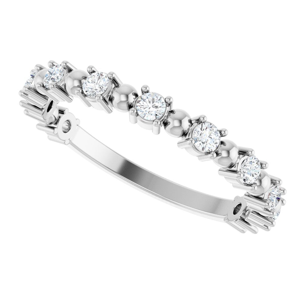 14K White Gold 1/3 CTW Natural Diamond Bead Anniversary Band