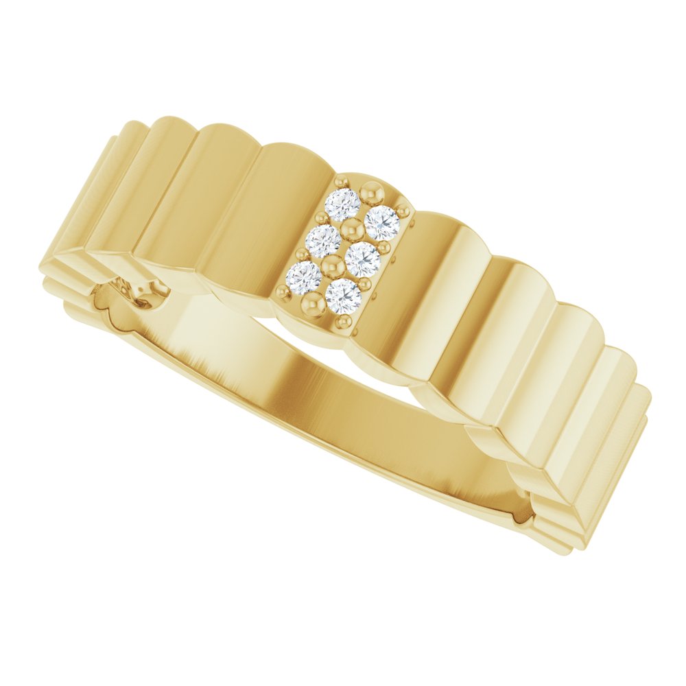 14K Yellow Gold .04 CTW Natural Diamond Cigar Ring
