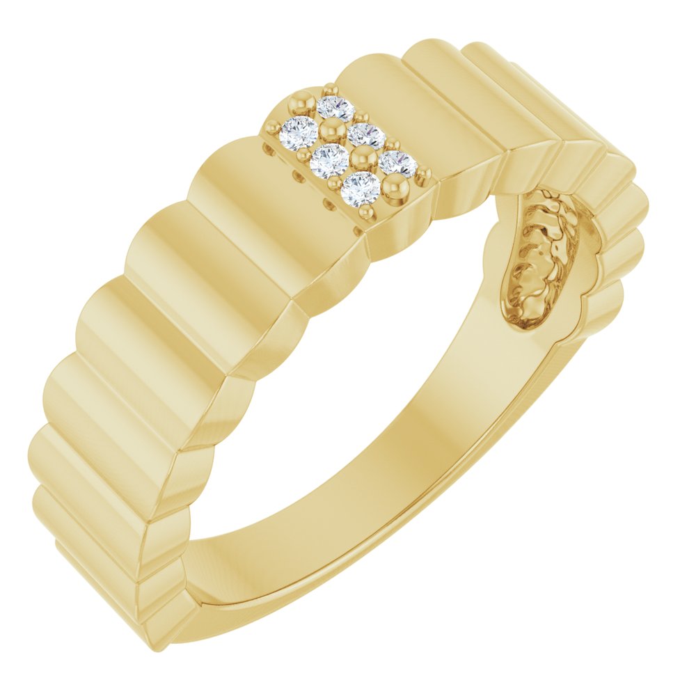 14K Yellow Gold .04 CTW Natural Diamond Cigar Ring