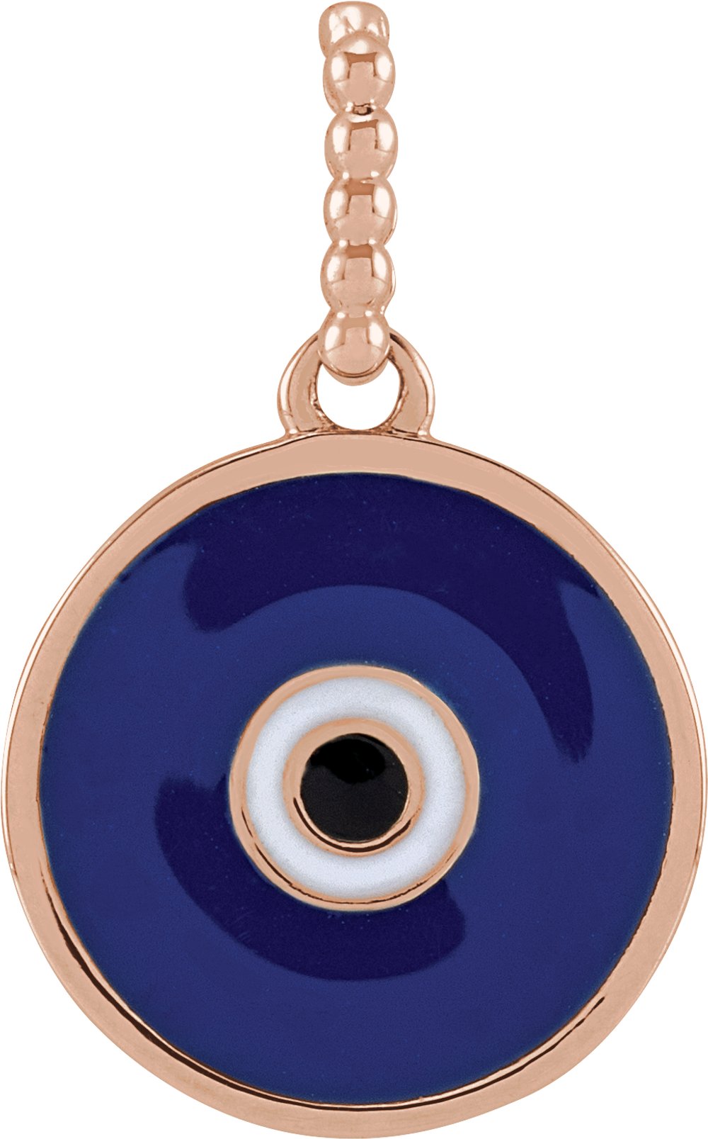 14K Rose Gold Blue Enamel Evil Eye Pendant