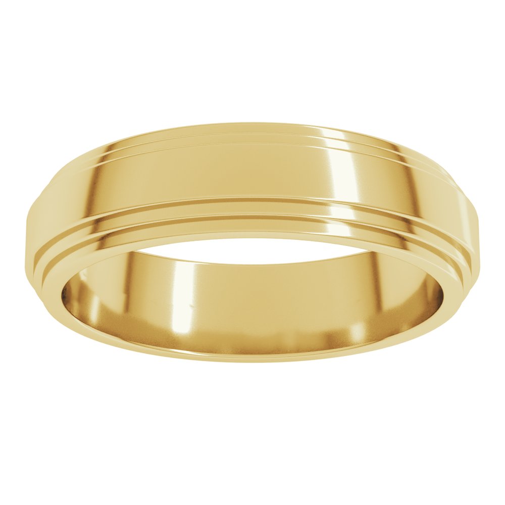14K Yellow Gold 5 mm Double Stepped-Edge Flat Band Size 10.5