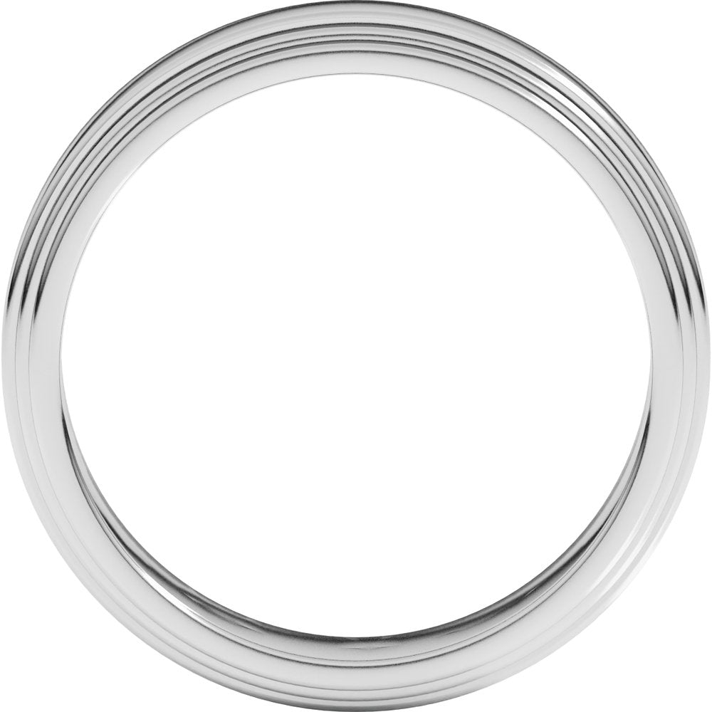 14K White Gold 5 mm Double Stepped-Edge Flat Band Size 10