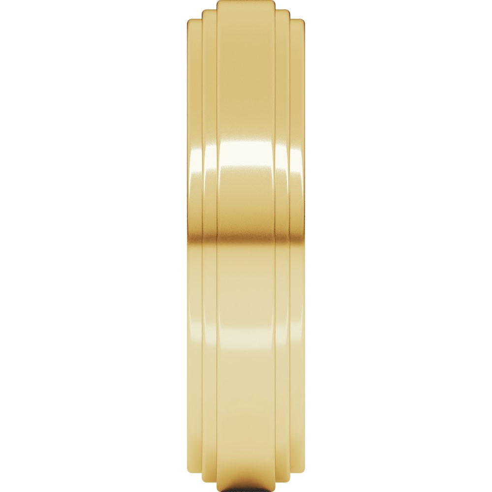 14K Yellow Gold 5 mm Double Stepped-Edge Flat Band Size 10.5