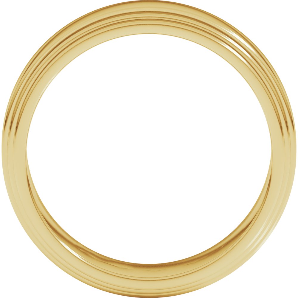 14K Yellow Gold 7 mm Double Stepped-Edge Flat Band Size 10