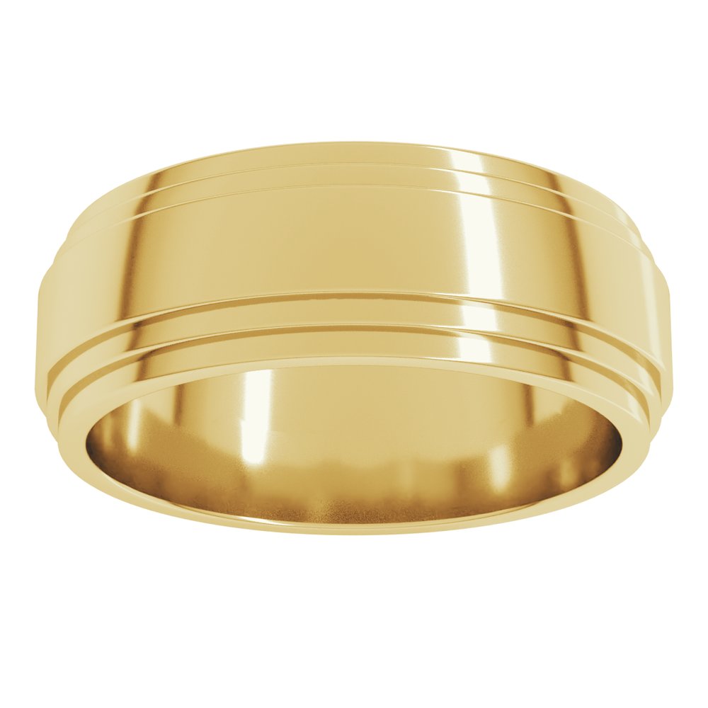18K Yellow 7 mm Flat Double Stepped Edge Band Size 10