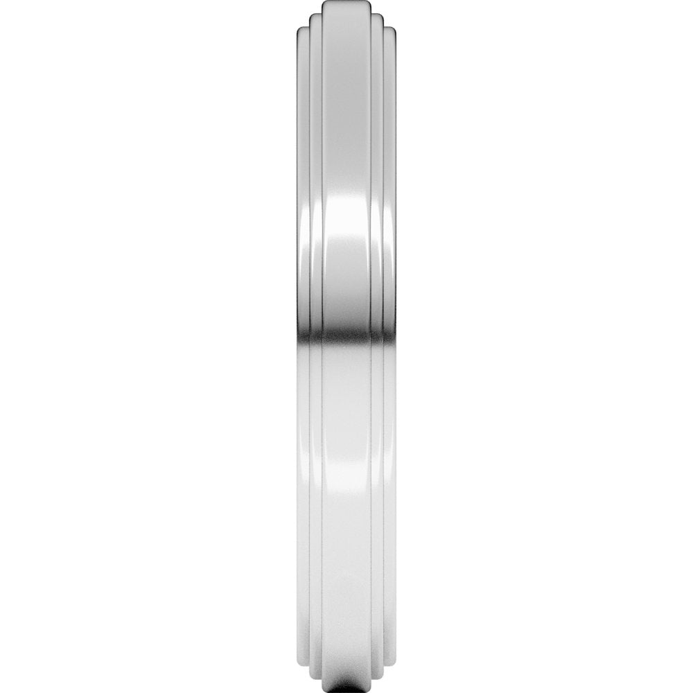 14K White Gold 3 mm Double Stepped-Edge Flat Band Size 8.5