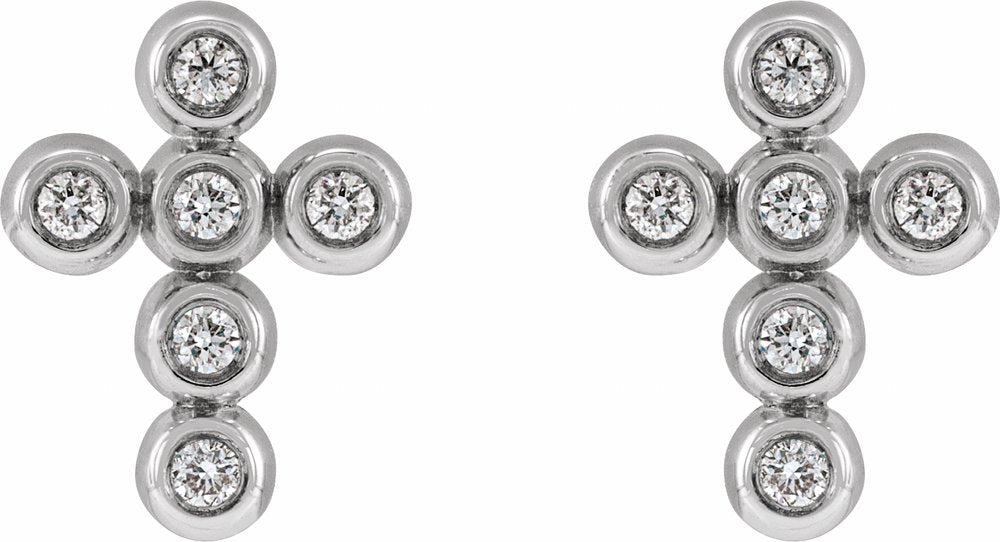 Sterling Silver Imitation Cubic Zirconia Cross Earrings