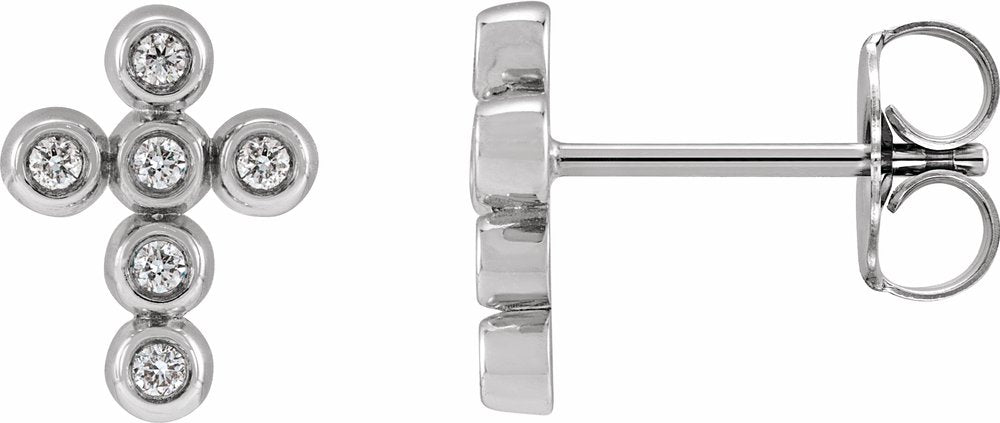 Sterling Silver Imitation Cubic Zirconia Cross Earrings