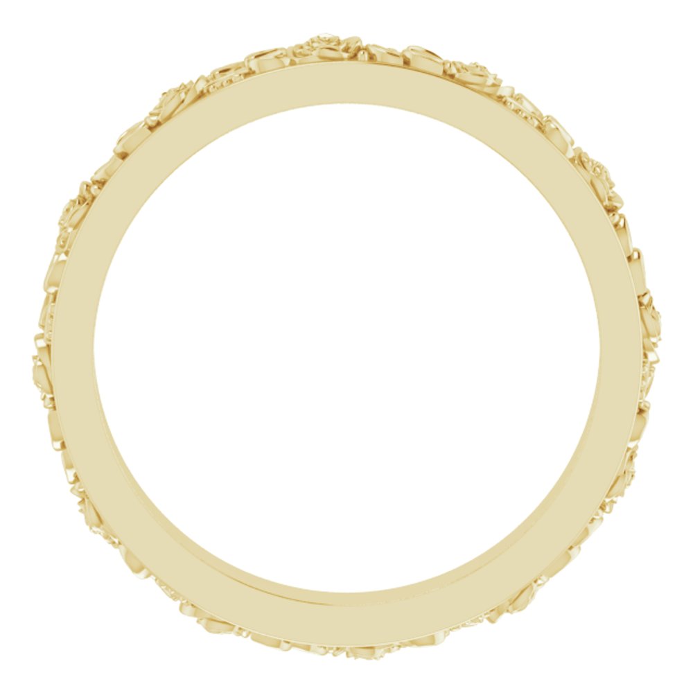 14K Yellow Gold 3.4 mm Floral Flat Band Size 8