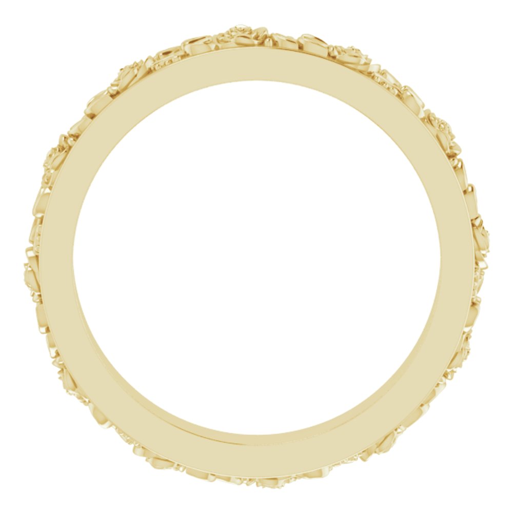 14K Yellow Gold 2.7 mm Floral Flat Band Size 6