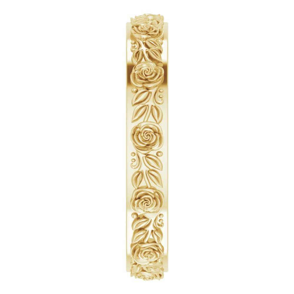 14K Yellow Gold 2.7 mm Floral Flat Band Size 6