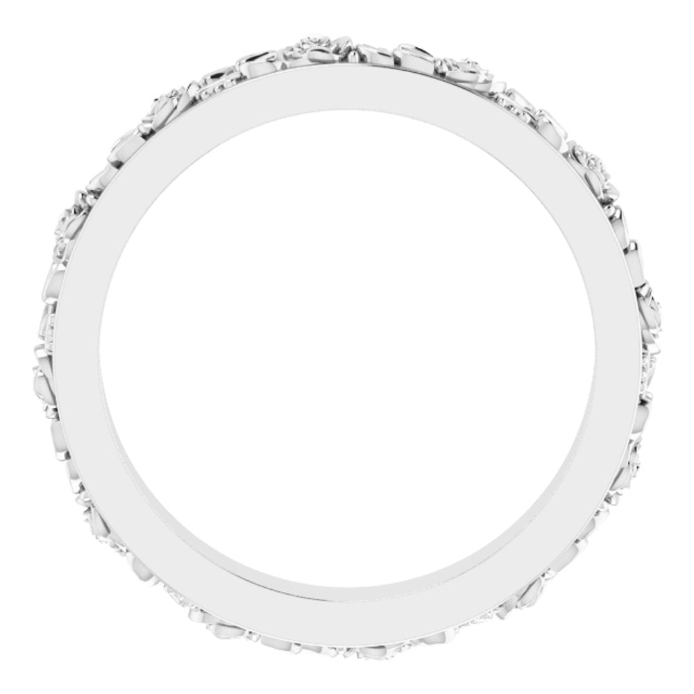 Sterling Silver 2.7 mm Floral Flat Band