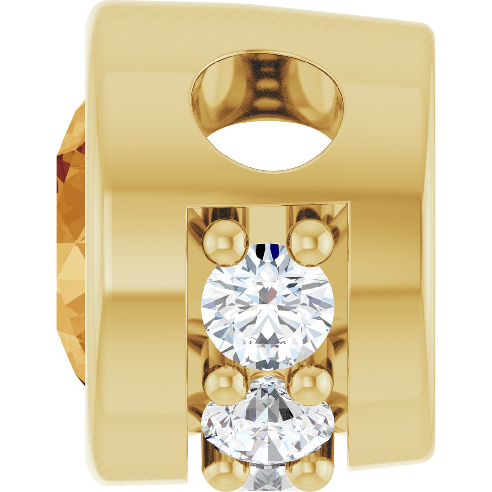 14K Yellow Natural Citrine & .07 CTW Natural Diamond Pendant