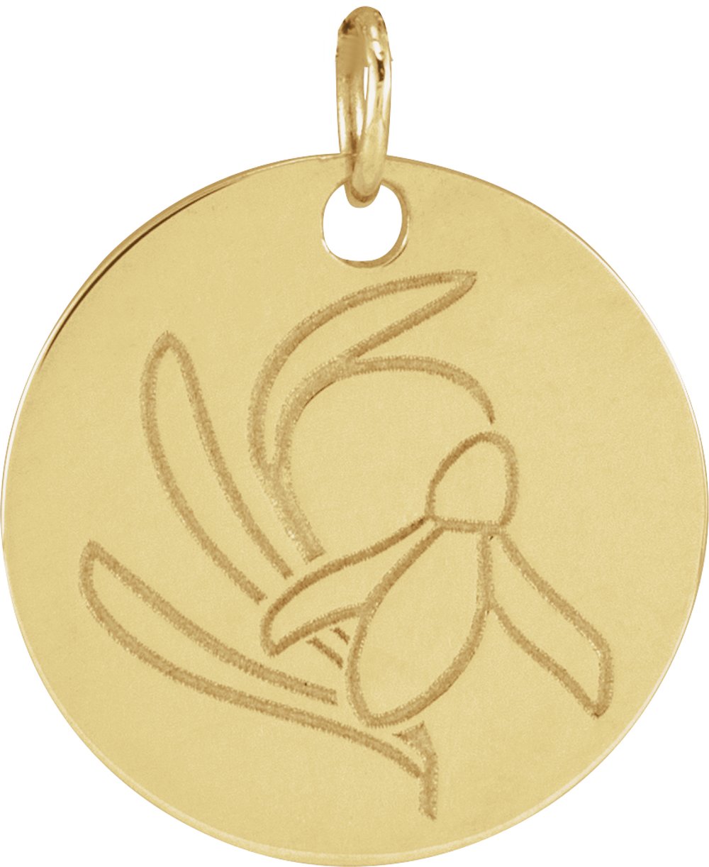 14K Yellow Gold Snow Drop January Birth Flower Pendant