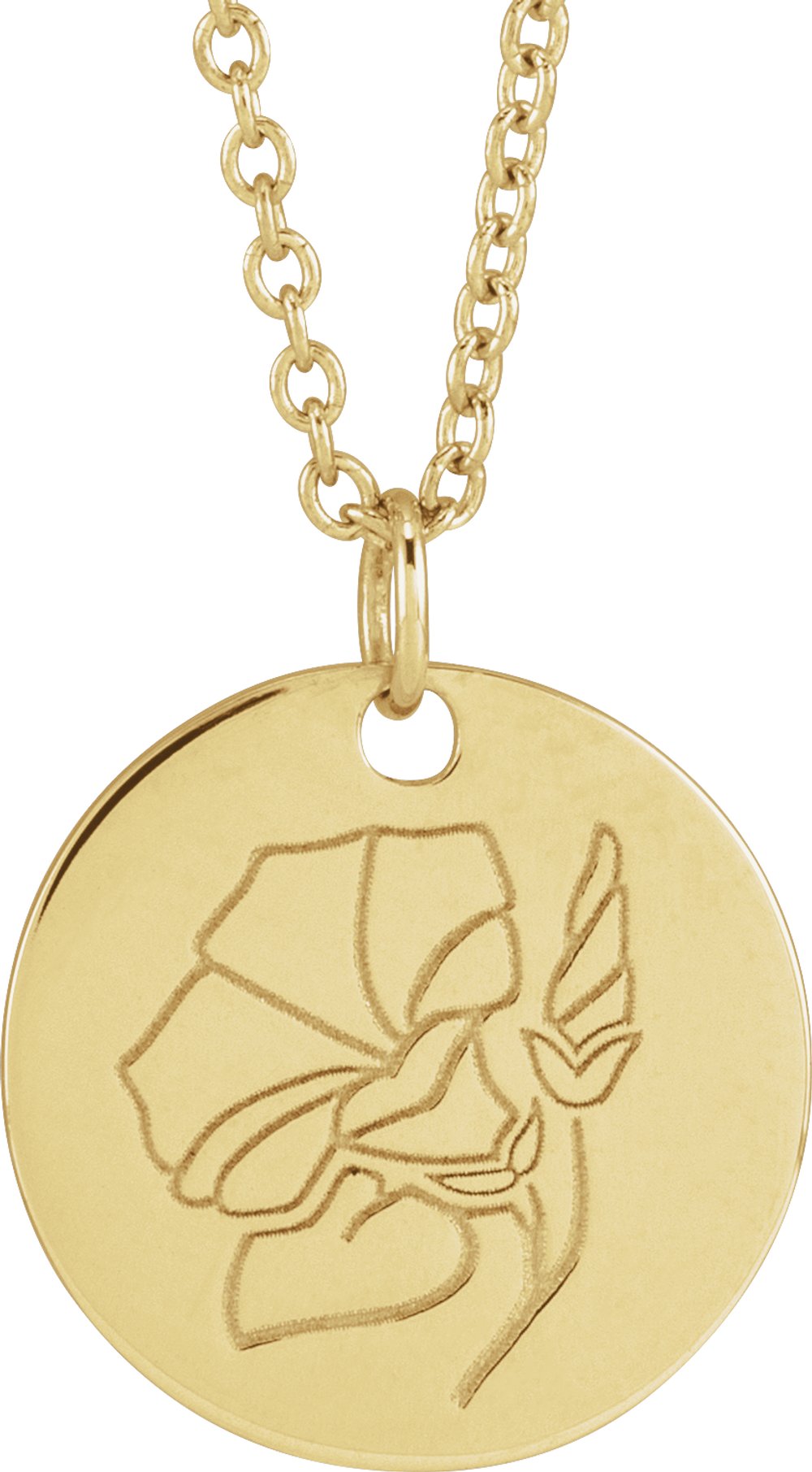 14K Yellow Gold Morning Glory September Birth Flower 16-18" Necklace