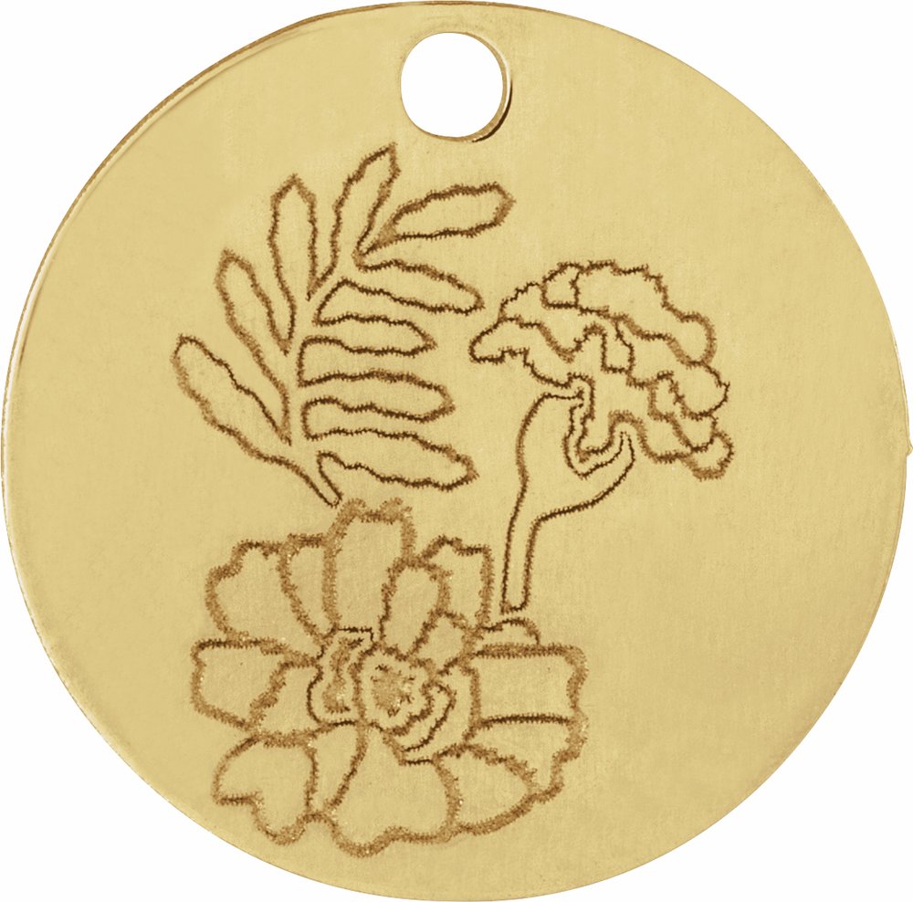 14K Yellow October Marigold Flower Dangle