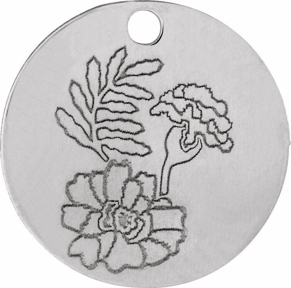 Sterling Silver October Marigold Flower Dangle