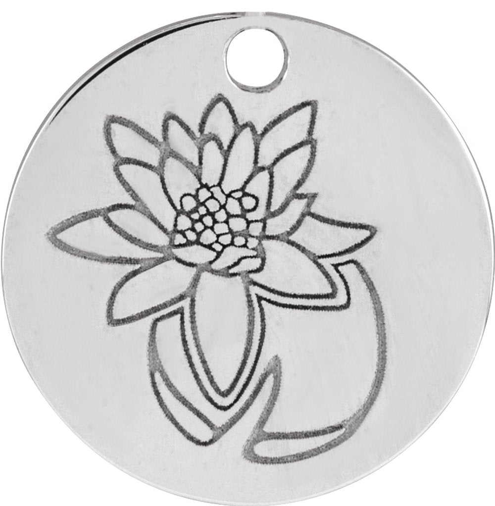 Sterling Silver July Waterlily Flower Dangle