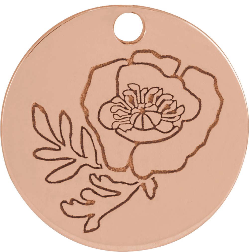 14K Rose August Poppy Flower Dangle