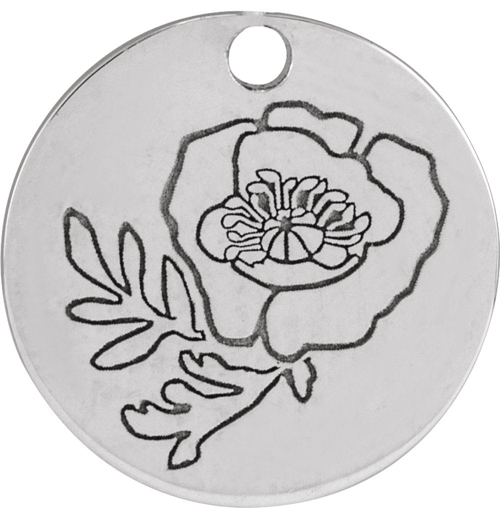 Sterling Silver August Poppy Flower Dangle