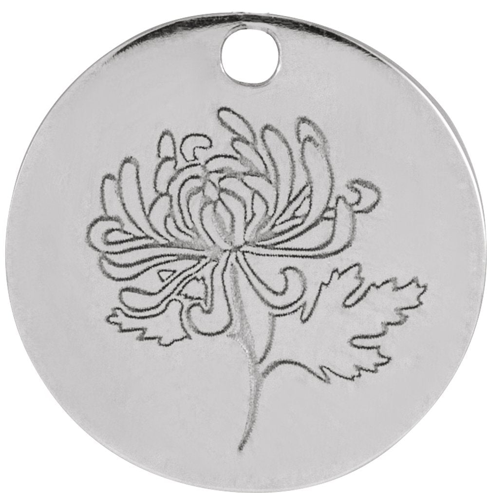 Sterling Silver November Chrysanthemum Flower Dangle