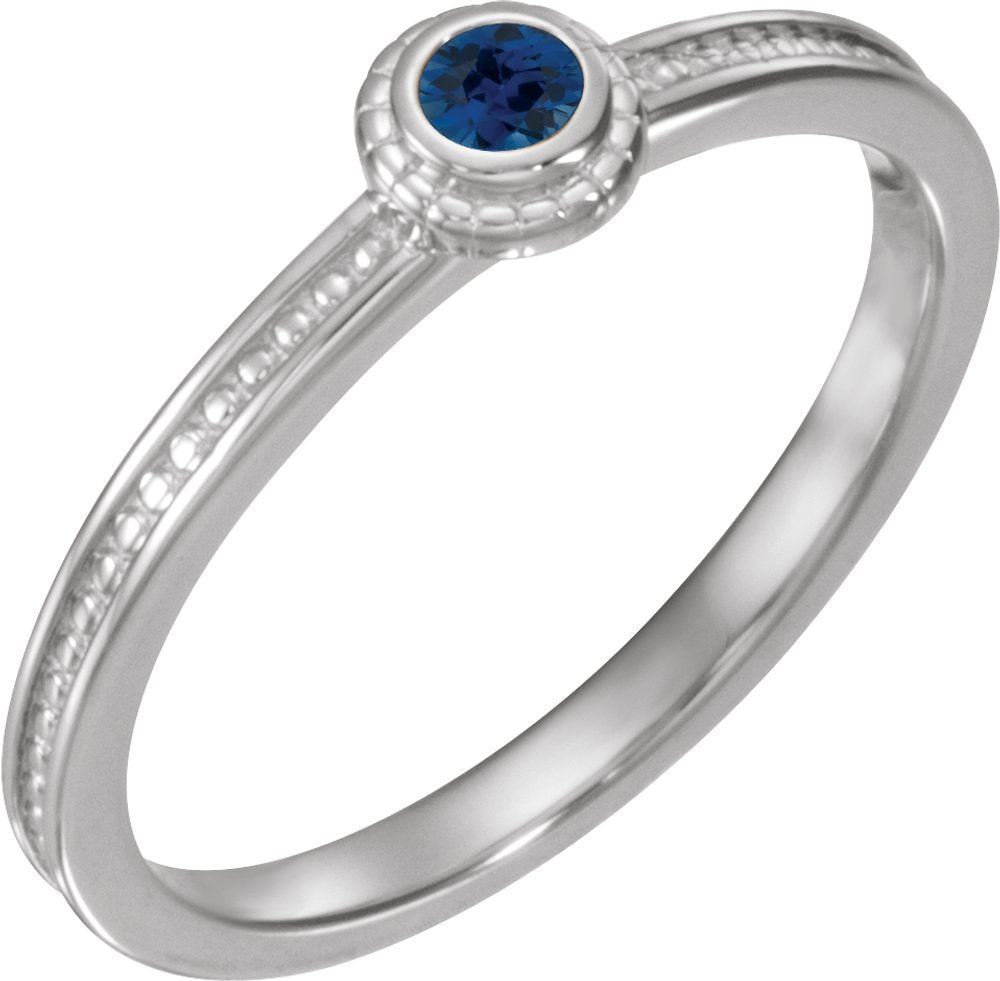 Sterling Silver Lab-Grown Blue Sapphire Family Stackable Ring