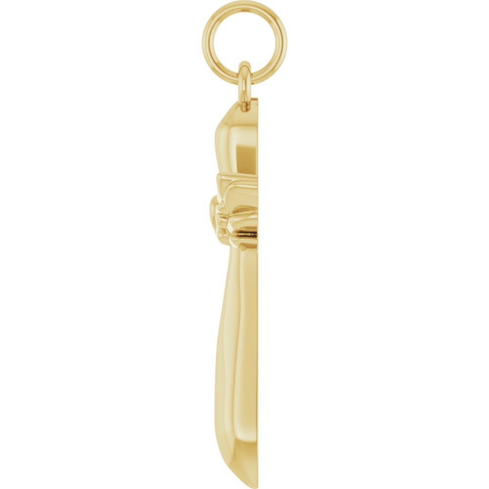 14K Yellow Gold Angel Wings Heart Cross Pendant