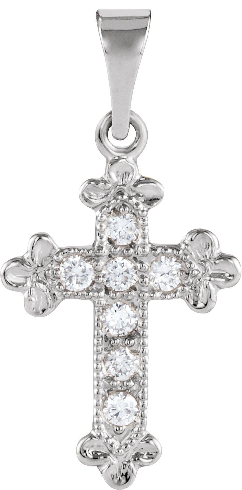 14K White 1/10 CTW Natural Diamond Cross Pendant