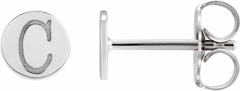 14K White Gold 5 mm Engravable Disc Earrings