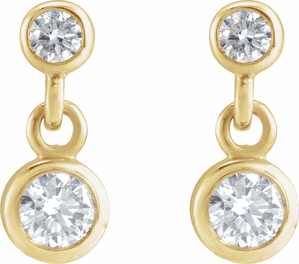14K Yellow Gold 1/4 CTW Natural Diamond Two-Stone Earrings
