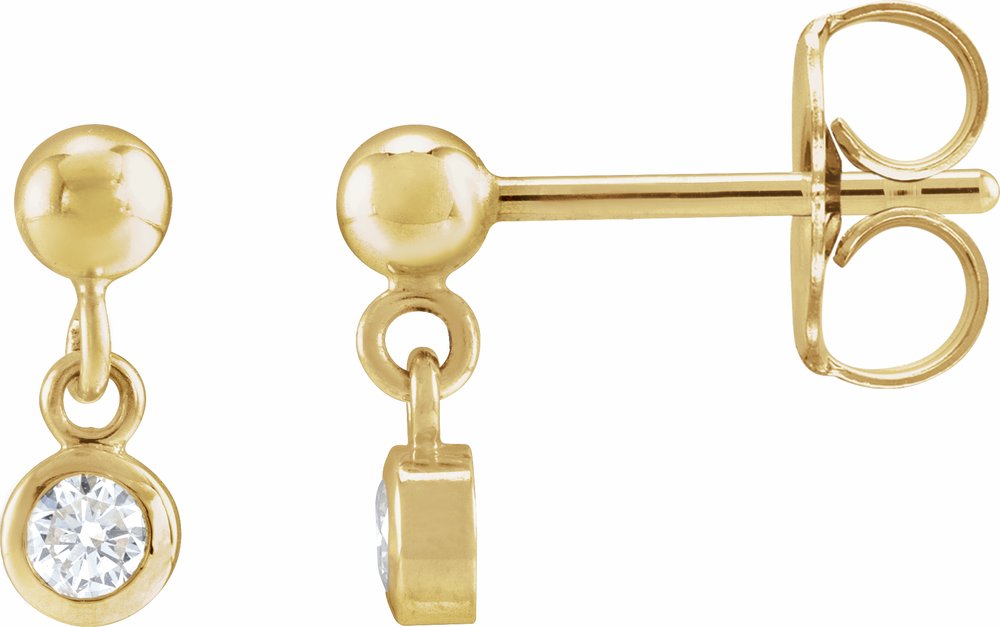 14K Yellow Gold 1/5 CTW Natural Diamond Bezel-Set Earrings