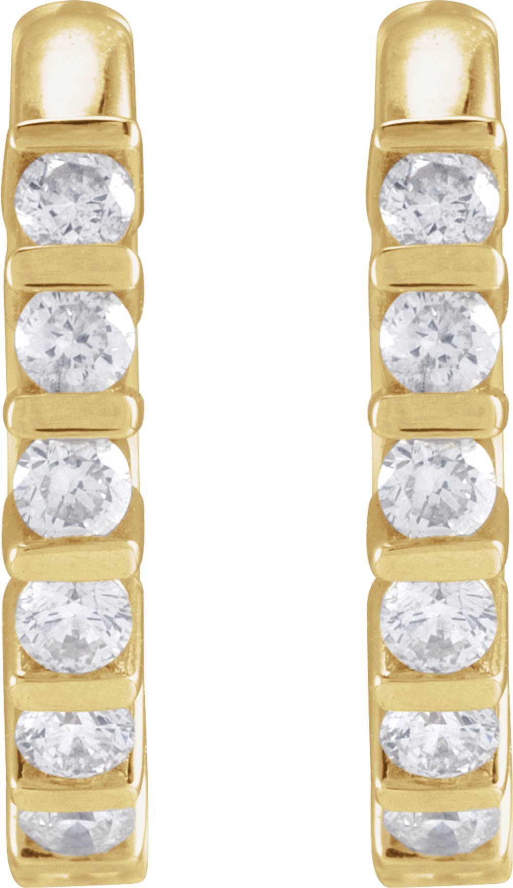 14K Yellow 1/6 CTW Natural Diamond 10.7 mm Hinged Hoop Earrings