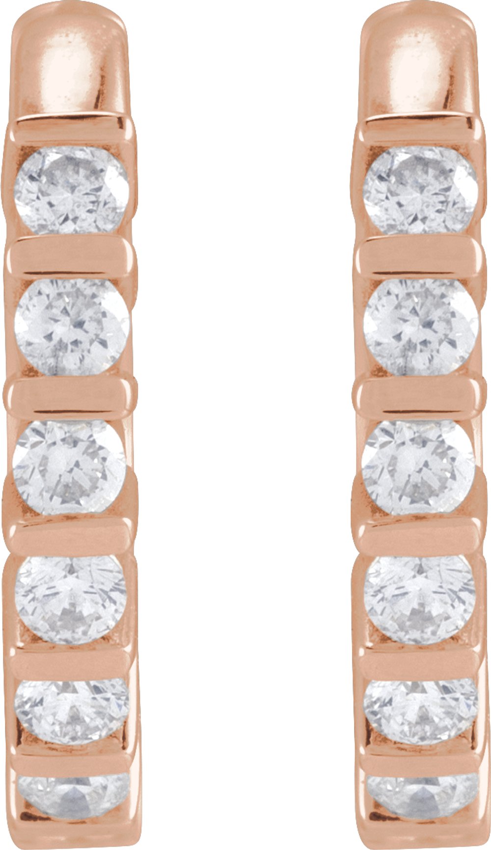 14K Rose 1/3 CTW Natural Diamond 15 mm Hinged Hoop Earrings