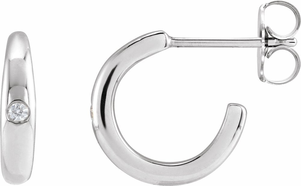 14K White Gold .03 CTW Natural Diamond 12 mm Hoop Earrings