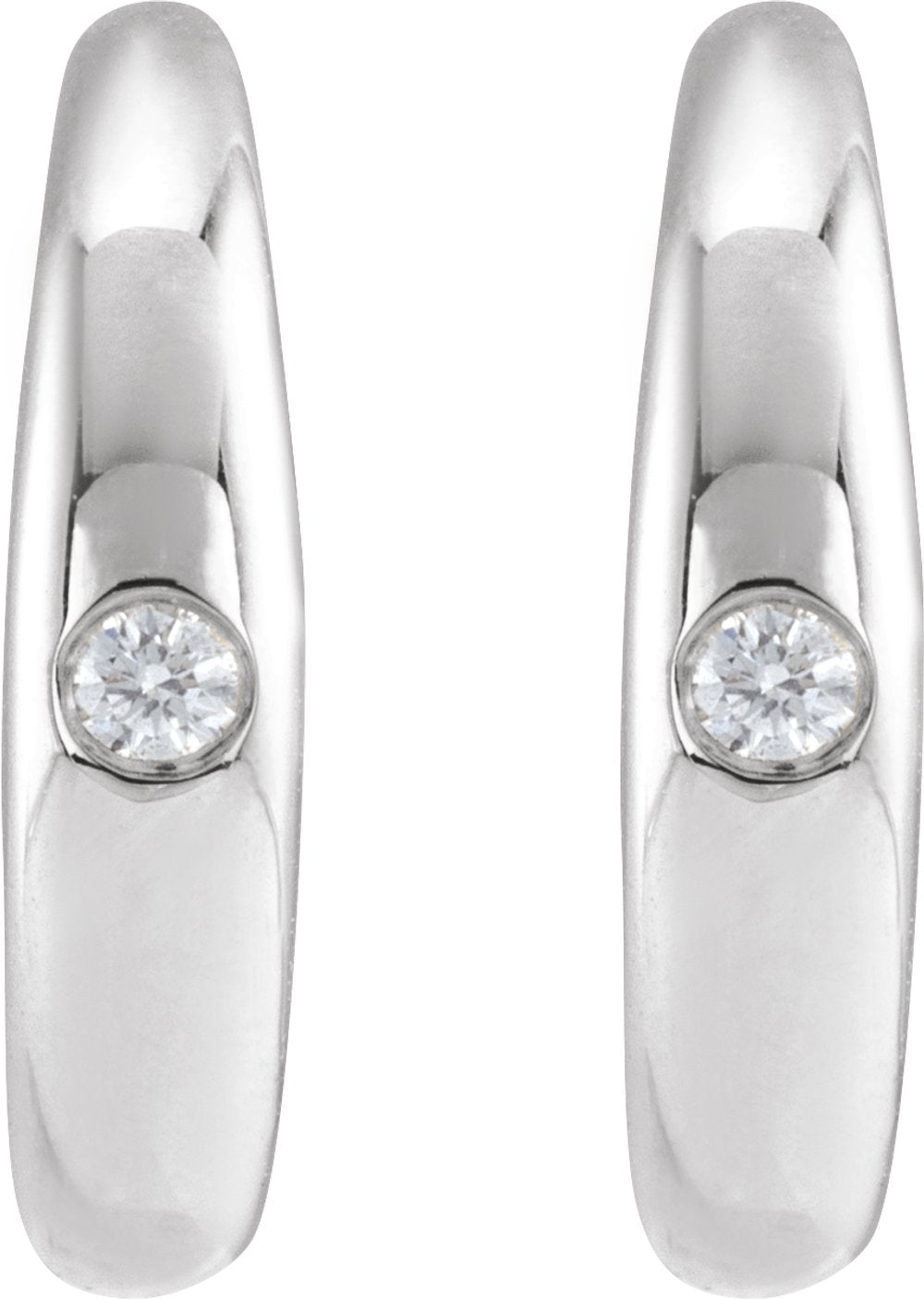14K White Gold .03 CTW Natural Diamond 12 mm Hoop Earrings