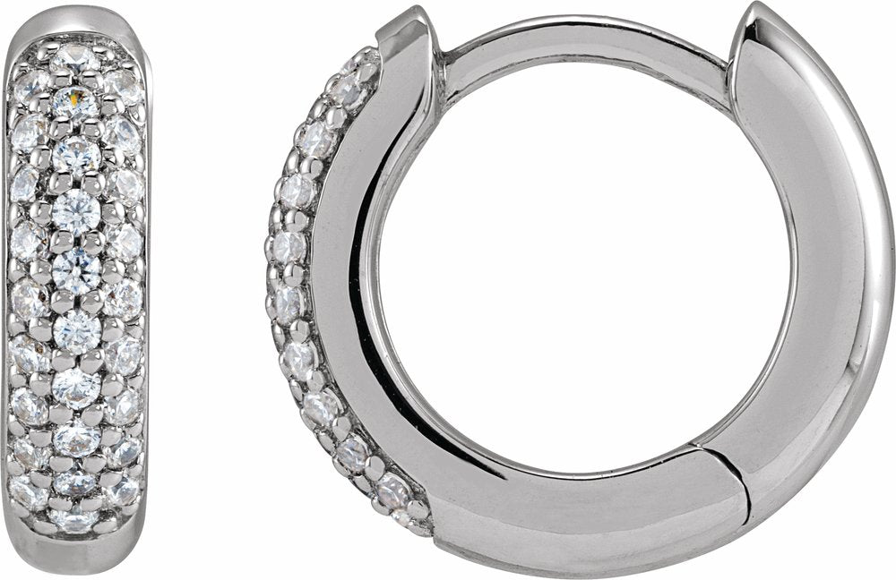 14K White Gold 1/4 CTW Lab-Grown Diamond 12 mm Hinged Hoop Earrings