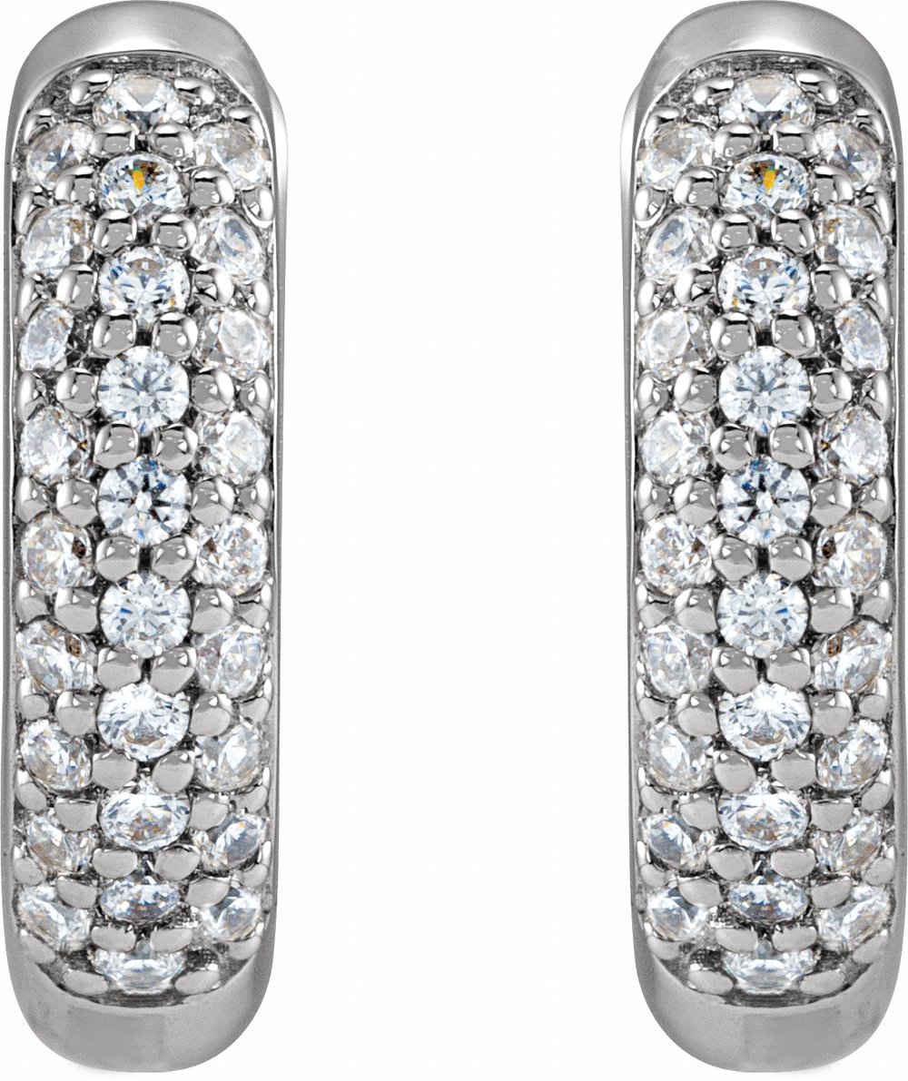 14K White Gold 1/4 CTW Lab-Grown Diamond 12 mm Hinged Hoop Earrings