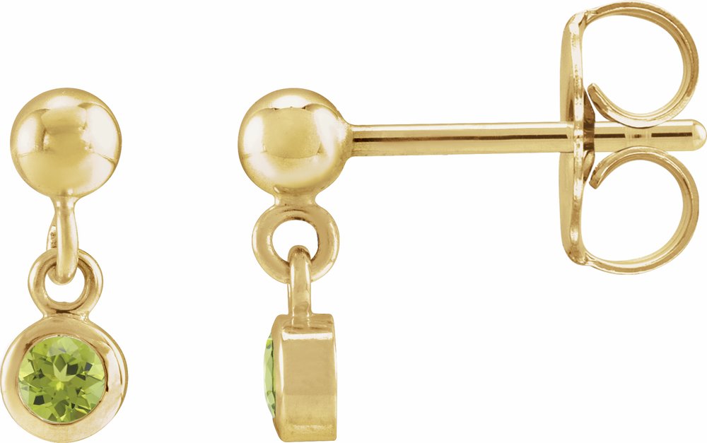 14K Yellow Gold Natural Peridot Bezel-Set Earrings