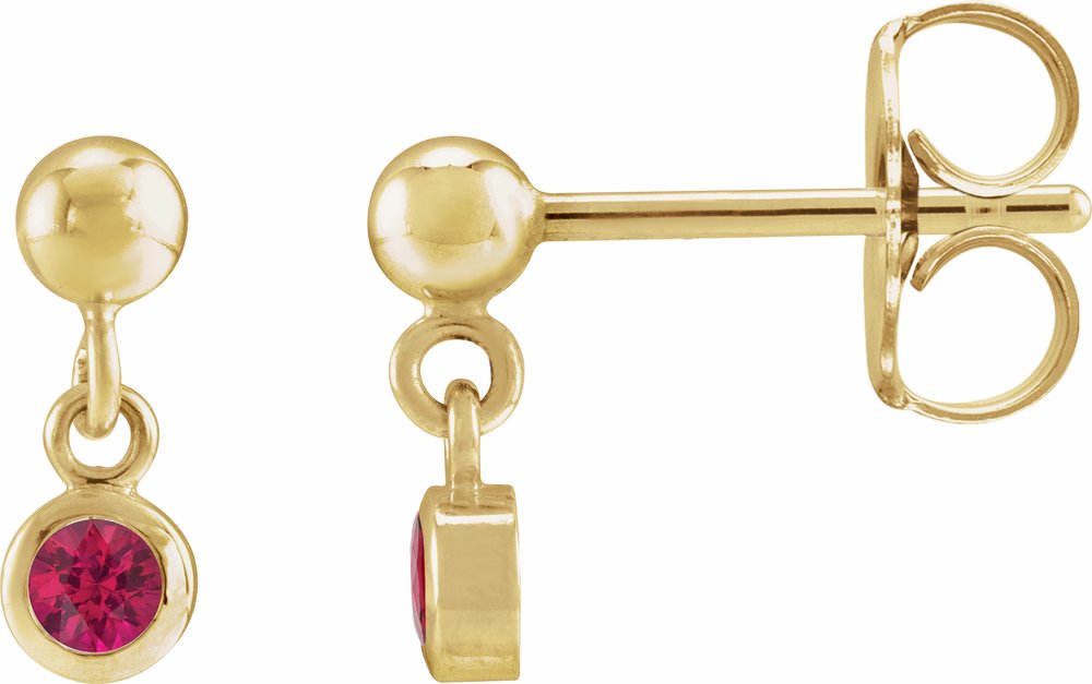 14K Yellow Gold Natural Ruby Bezel-Set Earrings