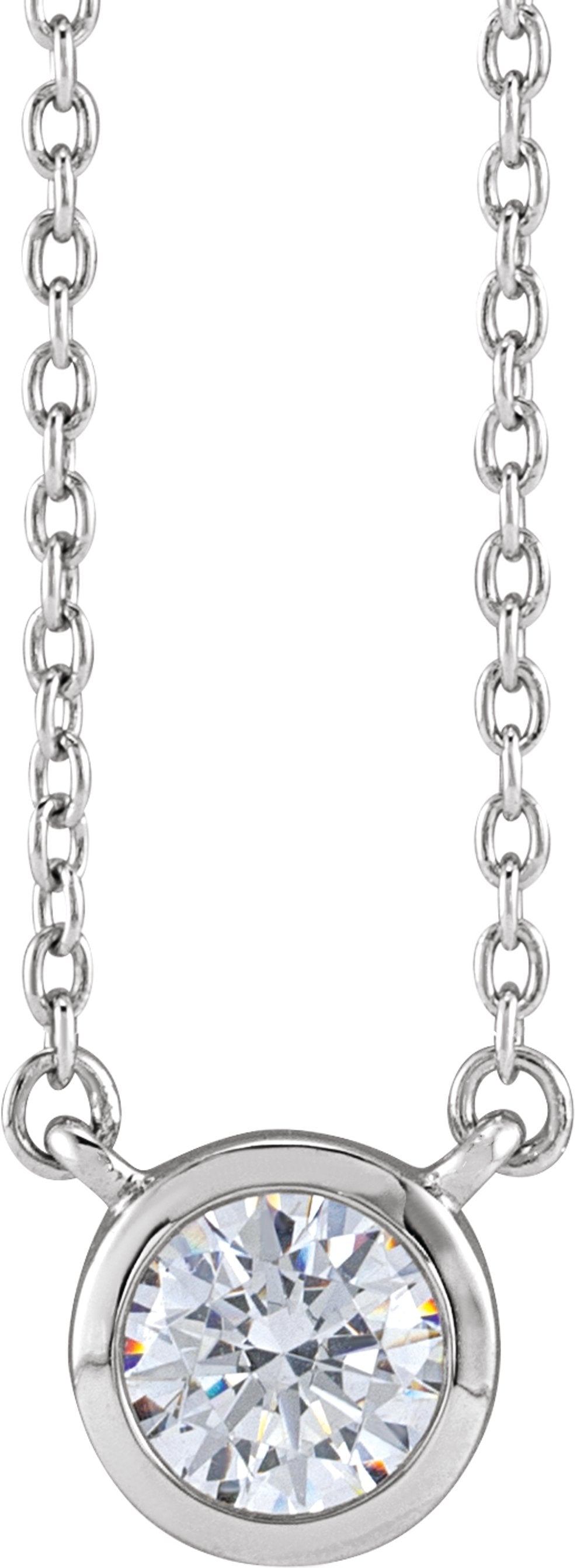 14K White 1/2 CTW Lab-Grown Diamond Adjustable 16-18" Necklace