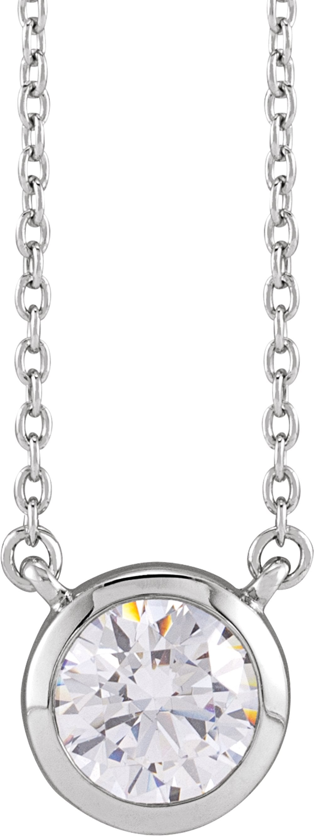 14K White Gold 1 CTW Lab-Grown Diamond Adjustable 16-18" Necklace