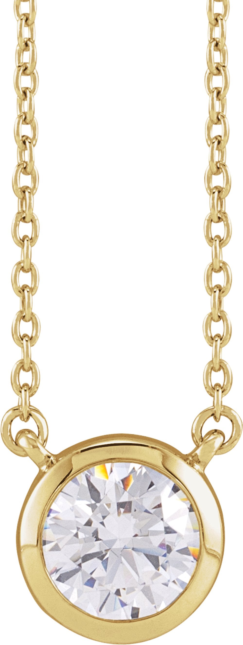 14K Yellow Gold 1 CTW Lab-Grown Diamond Adjustable 16-18" Necklace