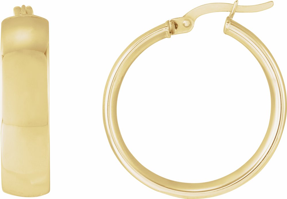 14K Yellow Gold 20 mm Tube Hoop Earrings